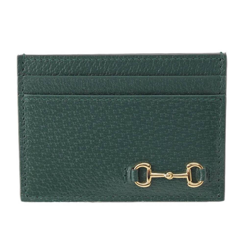 Gucci Horsebit Leather Card Case Wallet Green